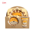 Lion Carton Bamboo Fiber Kids Dinnerware Set